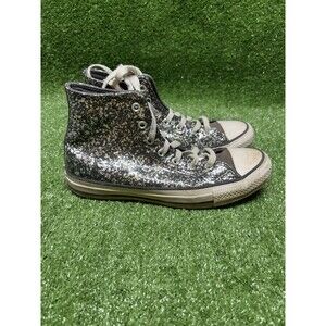 Converse Chuck Taylor All Star High Black Glitter Shoes A09270C Kids 5 Wmns 6.5